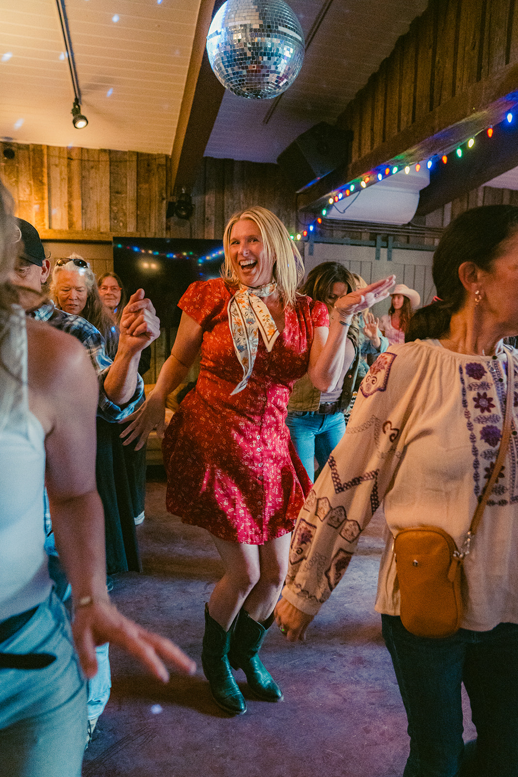 Dancing in front of the band